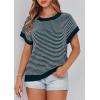 image:imagePRETTYGARDEN Womens Short Sleeve Sweater Spring Summer 2026 Round Neck Striped Pullover Cap Sleeve Knit Sweater Vest TopsMalachite Green