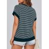 image:imagePRETTYGARDEN Womens Short Sleeve Sweater Spring Summer 2026 Round Neck Striped Pullover Cap Sleeve Knit Sweater Vest TopsMalachite Green