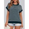 image:imagePRETTYGARDEN Womens Short Sleeve Sweater Spring Summer 2026 Round Neck Striped Pullover Cap Sleeve Knit Sweater Vest TopsMalachite Green