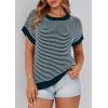 image:imagePRETTYGARDEN Womens Short Sleeve Sweater Spring Summer 2026 Round Neck Striped Pullover Cap Sleeve Knit Sweater Vest TopsMalachite Green