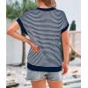 image:imagePRETTYGARDEN Womens Short Sleeve Sweater Spring Summer 2026 Round Neck Striped Pullover Cap Sleeve Knit Sweater Vest TopsNavy