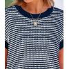 image:imagePRETTYGARDEN Womens Short Sleeve Sweater Spring Summer 2026 Round Neck Striped Pullover Cap Sleeve Knit Sweater Vest TopsNavy