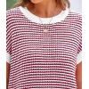image:imagePRETTYGARDEN Womens Short Sleeve Sweater Spring Summer 2026 Round Neck Striped Pullover Cap Sleeve Knit Sweater Vest TopsRed