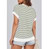 image:imagePRETTYGARDEN Womens Short Sleeve Sweater Spring Summer 2026 Round Neck Striped Pullover Cap Sleeve Knit Sweater Vest TopsStriped White Army Green