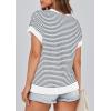 image:imagePRETTYGARDEN Womens Short Sleeve Sweater Spring Summer 2026 Round Neck Striped Pullover Cap Sleeve Knit Sweater Vest TopsStriped White Navy