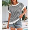 image:imagePRETTYGARDEN Womens Short Sleeve Sweater Spring Summer 2026 Round Neck Striped Pullover Cap Sleeve Knit Sweater Vest TopsWhite
