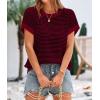 image:imagePRETTYGARDEN Womens Short Sleeve Sweater Spring Summer 2026 Round Neck Striped Pullover Cap Sleeve Knit Sweater Vest TopsWine Red