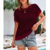 image:imagePRETTYGARDEN Womens Short Sleeve Sweater Spring Summer 2026 Round Neck Striped Pullover Cap Sleeve Knit Sweater Vest TopsWine Red