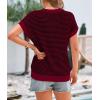 image:imagePRETTYGARDEN Womens Short Sleeve Sweater Spring Summer 2026 Round Neck Striped Pullover Cap Sleeve Knit Sweater Vest TopsWine Red