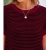 image:imagePRETTYGARDEN Womens Short Sleeve Sweater Spring Summer 2026 Round Neck Striped Pullover Cap Sleeve Knit Sweater Vest TopsWine Red
