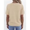 image:imagePRETTYGARDEN Womens Short Sleeve Sweater V Neck Trendy Pullover Tops 2026 Summer Spring Loose Lightweight Casual BlouseApricot