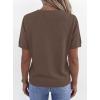 image:imagePRETTYGARDEN Womens Short Sleeve Sweater V Neck Trendy Pullover Tops 2026 Summer Spring Loose Lightweight Casual BlouseLight Brown