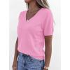 image:imagePRETTYGARDEN Womens Short Sleeve Sweater V Neck Trendy Pullover Tops 2026 Summer Spring Loose Lightweight Casual BlousePink