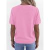 image:imagePRETTYGARDEN Womens Short Sleeve Sweater V Neck Trendy Pullover Tops 2026 Summer Spring Loose Lightweight Casual BlousePink