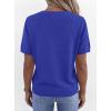 image:imagePRETTYGARDEN Womens Short Sleeve Sweater V Neck Trendy Pullover Tops 2026 Summer Spring Loose Lightweight Casual BlouseRoyal Blue