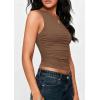image:imagePRETTYGARDEN Womens Sleeveless One Shoulder Tank Top Ruched Slim Fit Shirts Basic Crop Y2k Tops 2026 Spring Fashion ClothingCoffee