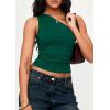 image:imagePRETTYGARDEN Womens Sleeveless One Shoulder Tank Top Ruched Slim Fit Shirts Basic Crop Y2k Tops 2026 Spring Fashion ClothingDark Green