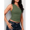 image:imagePRETTYGARDEN Womens Sleeveless One Shoulder Tank Top Ruched Slim Fit Shirts Basic Crop Y2k Tops 2026 Spring Fashion ClothingGrey Green