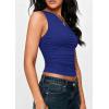 image:imagePRETTYGARDEN Womens Sleeveless One Shoulder Tank Top Ruched Slim Fit Shirts Basic Crop Y2k Tops 2026 Spring Fashion ClothingNavy Blue