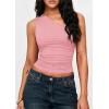 image:imagePRETTYGARDEN Womens Sleeveless One Shoulder Tank Top Ruched Slim Fit Shirts Basic Crop Y2k Tops 2026 Spring Fashion ClothingPink