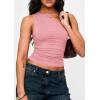 image:imagePRETTYGARDEN Womens Sleeveless One Shoulder Tank Top Ruched Slim Fit Shirts Basic Crop Y2k Tops 2026 Spring Fashion ClothingPink