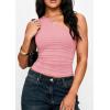 image:imagePRETTYGARDEN Womens Sleeveless One Shoulder Tank Top Ruched Slim Fit Shirts Basic Crop Y2k Tops 2026 Spring Fashion ClothingPink