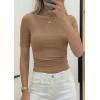 image:imagePRETTYGARDEN Womens Summer Short Sleeve Tops Boat Neck Ribbed Knit Slim Fit T Shirt Casual Basic Top 2026 Spring ClothesLight Khaki