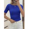 image:imagePRETTYGARDEN Womens Summer Short Sleeve Tops Boat Neck Ribbed Knit Slim Fit T Shirt Casual Basic Top 2026 Spring ClothesRoyal Blue