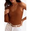 image:imagePRETTYGARDEN Womens Summer Sleeveless Tank Tops 2026 V Neck Ruffle Lightweight Ribbed Knit Shirt Casual Going Out TopBrown