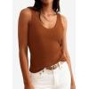image:imagePRETTYGARDEN Womens Summer Sleeveless Tank Tops 2026 V Neck Ruffle Lightweight Ribbed Knit Shirt Casual Going Out TopBrown