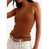 image:imagePRETTYGARDEN Womens Summer Sleeveless Tank Tops 2026 V Neck Ruffle Lightweight Ribbed Knit Shirt Casual Going Out TopBrown