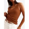 image:imagePRETTYGARDEN Womens Summer Sleeveless Tank Tops 2026 V Neck Ruffle Lightweight Ribbed Knit Shirt Casual Going Out TopBrown