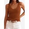 image:imagePRETTYGARDEN Womens Summer Sleeveless Tank Tops 2026 V Neck Ruffle Lightweight Ribbed Knit Shirt Casual Going Out TopBrown