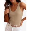 image:imagePRETTYGARDEN Womens Summer Sleeveless Tank Tops 2026 V Neck Ruffle Lightweight Ribbed Knit Shirt Casual Going Out TopDark Apricot