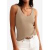 image:imagePRETTYGARDEN Womens Summer Sleeveless Tank Tops 2026 V Neck Ruffle Lightweight Ribbed Knit Shirt Casual Going Out TopDark Apricot