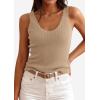 image:imagePRETTYGARDEN Womens Summer Sleeveless Tank Tops 2026 V Neck Ruffle Lightweight Ribbed Knit Shirt Casual Going Out TopDark Apricot