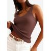 image:imagePRETTYGARDEN Womens Summer Sleeveless Tank Tops 2026 V Neck Ruffle Lightweight Ribbed Knit Shirt Casual Going Out TopDark Brown