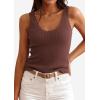 image:imagePRETTYGARDEN Womens Summer Sleeveless Tank Tops 2026 V Neck Ruffle Lightweight Ribbed Knit Shirt Casual Going Out TopDark Brown