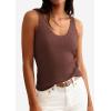 image:imagePRETTYGARDEN Womens Summer Sleeveless Tank Tops 2026 V Neck Ruffle Lightweight Ribbed Knit Shirt Casual Going Out TopDark Brown