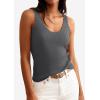 image:imagePRETTYGARDEN Womens Summer Sleeveless Tank Tops 2026 V Neck Ruffle Lightweight Ribbed Knit Shirt Casual Going Out TopDark Grey