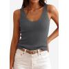 image:imagePRETTYGARDEN Womens Summer Sleeveless Tank Tops 2026 V Neck Ruffle Lightweight Ribbed Knit Shirt Casual Going Out TopDark Grey