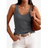 image:imagePRETTYGARDEN Womens Summer Sleeveless Tank Tops 2026 V Neck Ruffle Lightweight Ribbed Knit Shirt Casual Going Out TopDark Grey