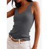 image:imagePRETTYGARDEN Womens Summer Sleeveless Tank Tops 2026 V Neck Ruffle Lightweight Ribbed Knit Shirt Casual Going Out TopDark Grey