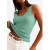 image:imagePRETTYGARDEN Womens Summer Sleeveless Tank Tops 2026 V Neck Ruffle Lightweight Ribbed Knit Shirt Casual Going Out TopGreen
