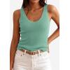 image:imagePRETTYGARDEN Womens Summer Sleeveless Tank Tops 2026 V Neck Ruffle Lightweight Ribbed Knit Shirt Casual Going Out TopGreen
