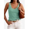 image:imagePRETTYGARDEN Womens Summer Sleeveless Tank Tops 2026 V Neck Ruffle Lightweight Ribbed Knit Shirt Casual Going Out TopGreen