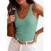 image:imagePRETTYGARDEN Womens Summer Sleeveless Tank Tops 2026 V Neck Ruffle Lightweight Ribbed Knit Shirt Casual Going Out TopGreen