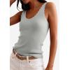 image:imagePRETTYGARDEN Womens Summer Sleeveless Tank Tops 2026 V Neck Ruffle Lightweight Ribbed Knit Shirt Casual Going Out TopGrey
