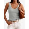 image:imagePRETTYGARDEN Womens Summer Sleeveless Tank Tops 2026 V Neck Ruffle Lightweight Ribbed Knit Shirt Casual Going Out TopGrey