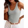 image:imagePRETTYGARDEN Womens Summer Sleeveless Tank Tops 2026 V Neck Ruffle Lightweight Ribbed Knit Shirt Casual Going Out TopGrey